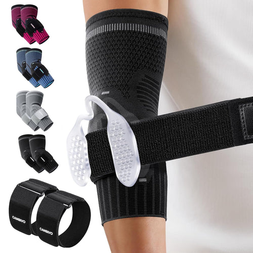 2 Pack Tennis Elbow Brace, Dual Gel Pad Compression Sleeve, Black