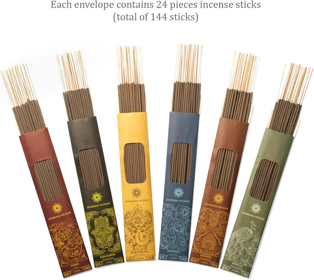 Bali Soap  Sticks - Variety Pack 6 Scents (144 Sticks Total, 24 Sticks Each) of Lotus (Padma), Sandalwood, Gardenia, Maha Triloka, Raja Harum & Dewi Sai (Amber)