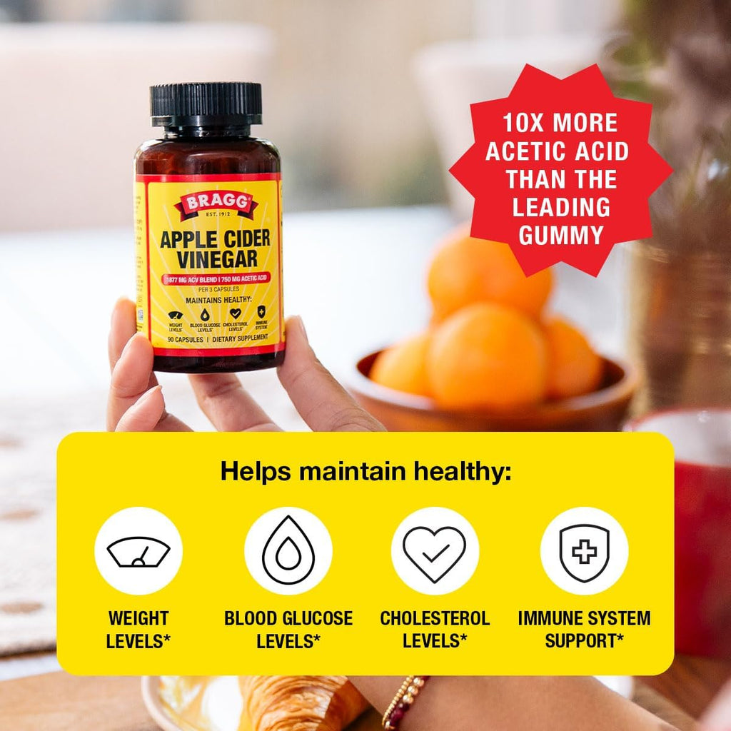 Organic Apple Cider Vinegar Capsules with Vitamin D and Zinc - 90 Count - Supports Immune System