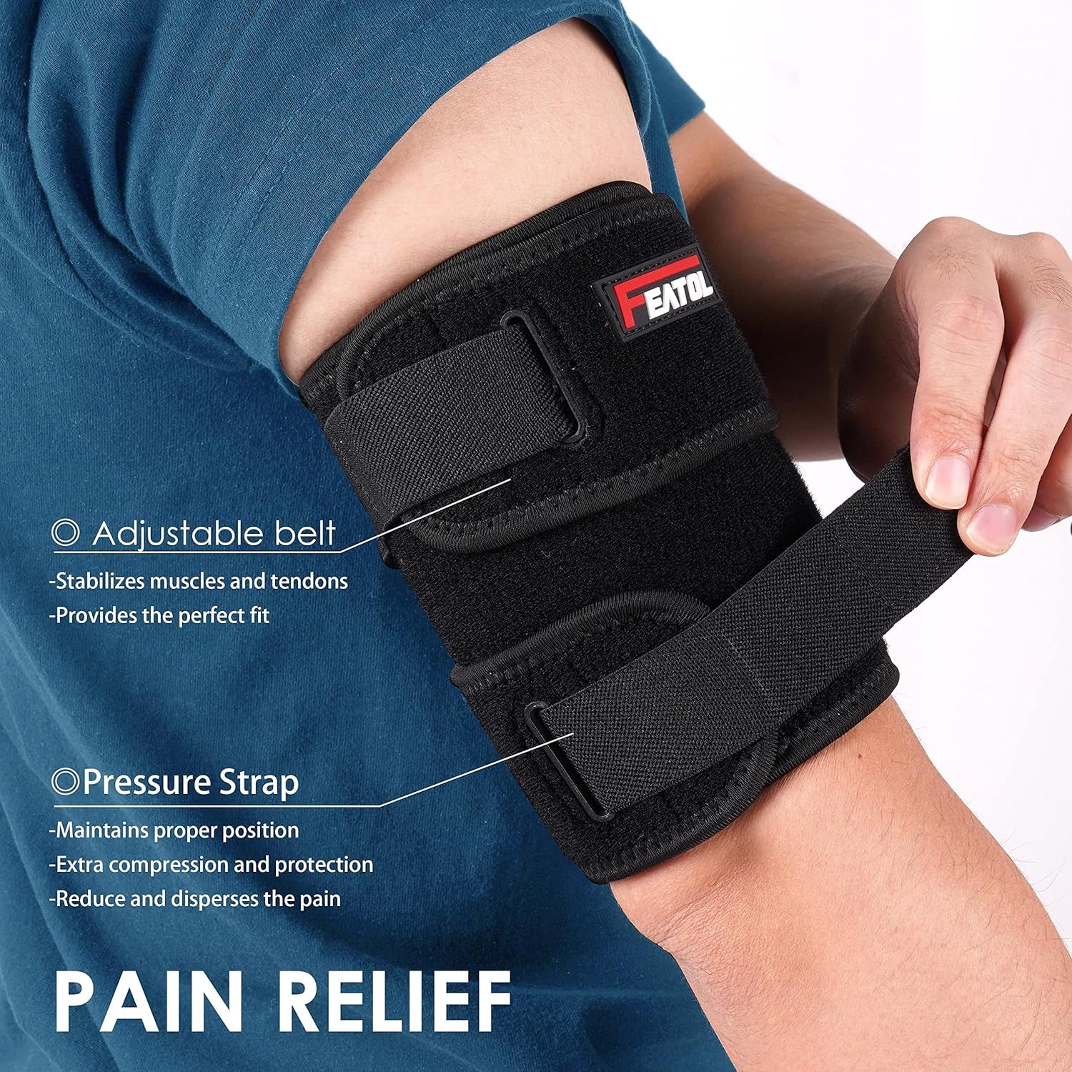 Bicep Tendonitis Brace Compression Sleeve Support, Upper Arm Brace Tricep Bicep Support Bands for Men and Women, Arm Wrap Pain Relief for Muscle Strains and Inflammation(Black, Large)