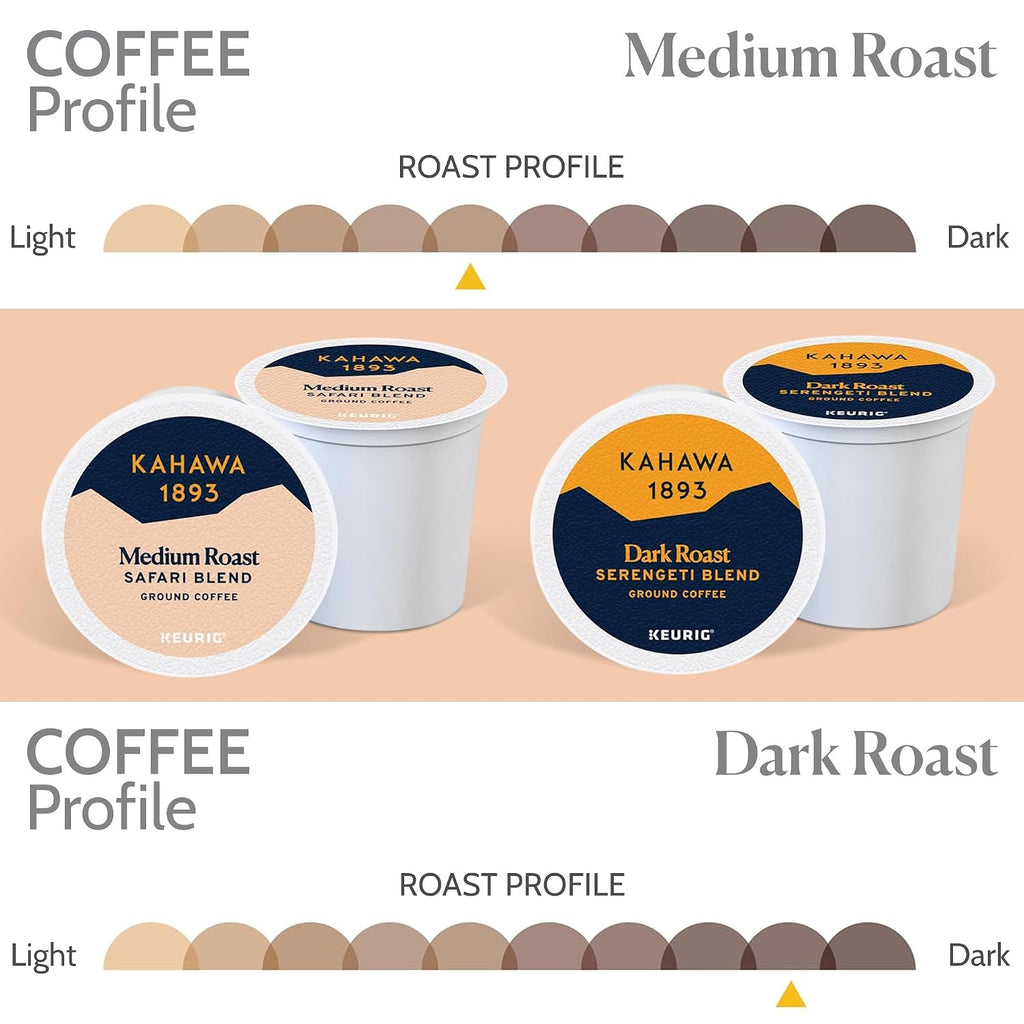 Variety Pack Coffee K-Cup Pods - Safari & Serengeti Blend (40 Count) - as Seen on Shark Tank, 1 Box Medium Roast + 1 Box Dark Roast, Ethically & Sustainably Sourced