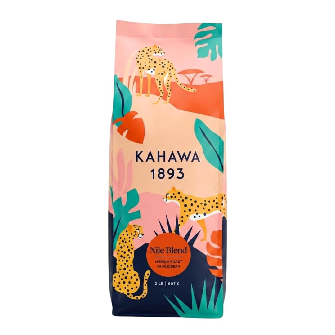 Whole Bean Coffee Medium Roast Nile Blend 2LB - as Seen on Shark Tank, Low Acid, High Antioxidants, Naturally Sweet and High in Caffeine, Organically Grown, Ethically & Sustainably Sourced