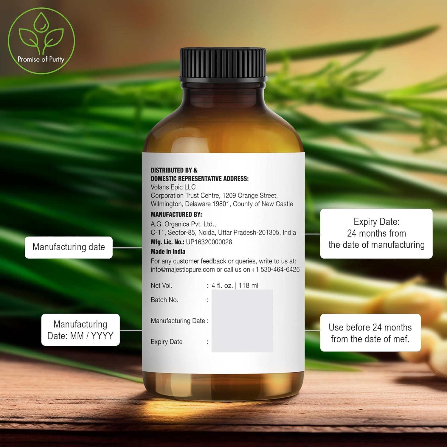 Essential Oil with Glass Dropper - 100% Pure and Natural - Essential Oils for Diffuser, Aromatherapy, Soap and Candle Making, Lemongrass Essential Oil, Lemongrass Oil, 4 Fl Oz