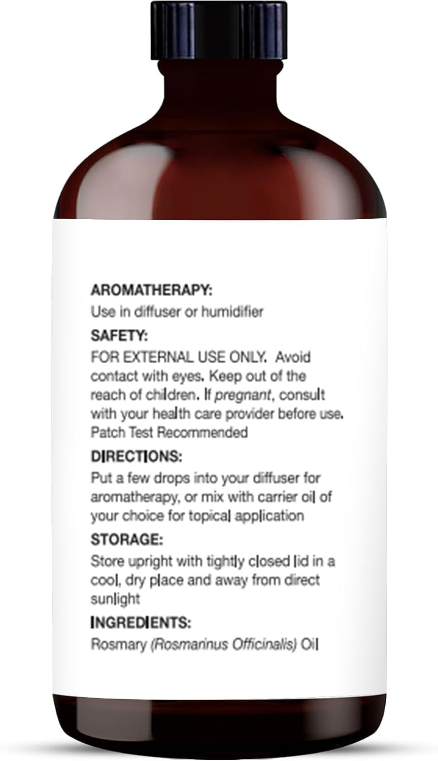 Essential Oil with Glass Dropper - 100% Pure and Natural - Essential Oils for Diffuser, Aromatherapy, Soap and Candle Making, Rosemary Essential Oil, Rosemary Oil, 4 Fl Oz