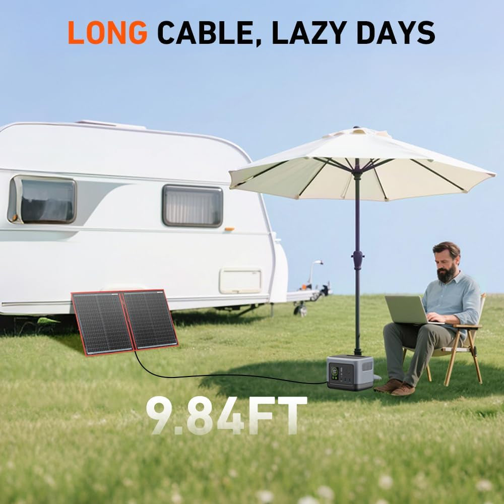 100W Portable Foldable Solar Panel Kit (19X26In, 5.3Lb), with Separate Controller and Dual USB, Monocrystalline Charger for 12V Batteries & Power Stations, RV Camping Trailer Emergency Backup