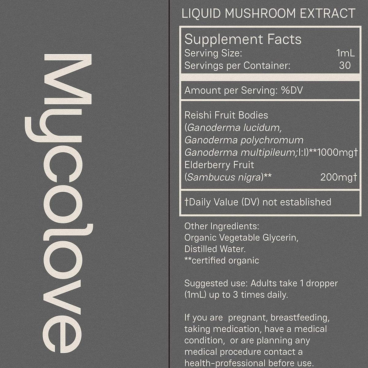 Organic Reishi Mushroom & Elderberry Tincture, Natural Balance & Boost Tincture, Fruiting Body Extract - USDA Certified