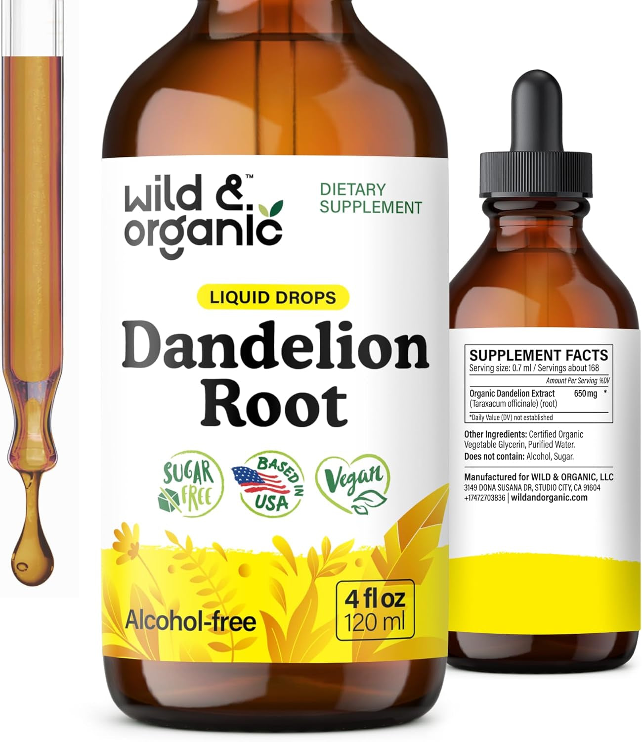 Dandelion Root Extract Drops - Liver Cleanse Detox - Herbal Dandelion Tincture - Liver Support Supplement - Add to Tea - Vegan, Sugar & Alcohol-Free Liquid Drops - 4 Fl Oz
