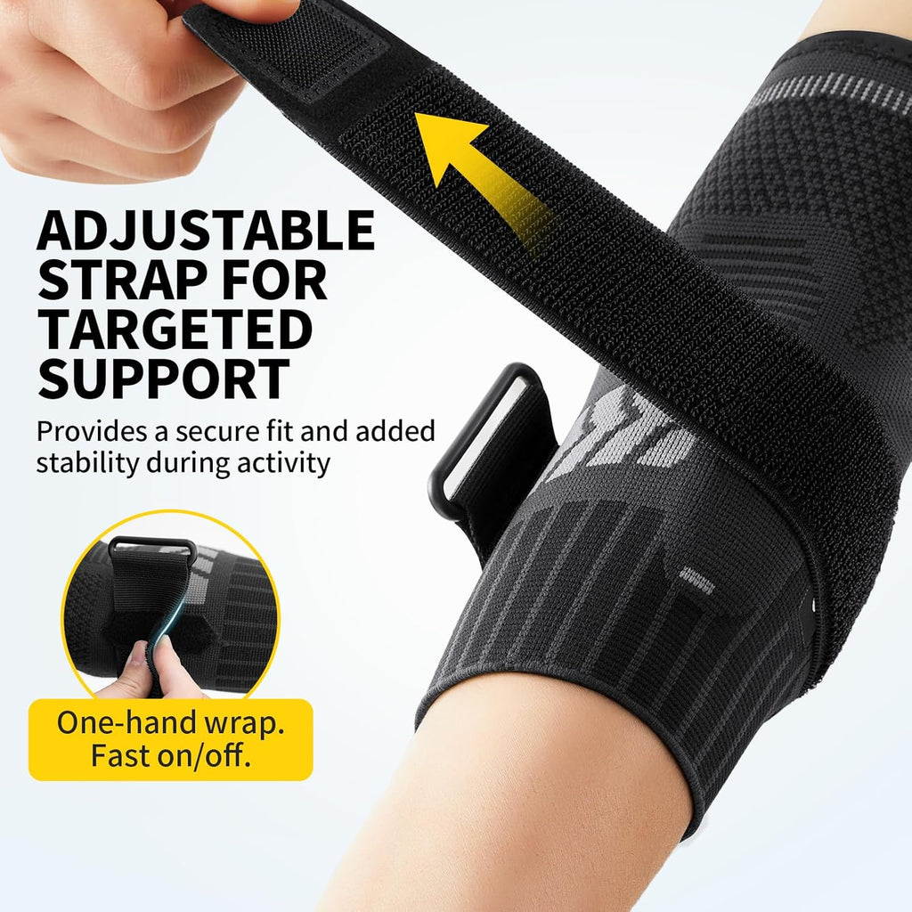 2 Pack Tennis Elbow Brace, Dual Gel Pad Compression Sleeve, Black