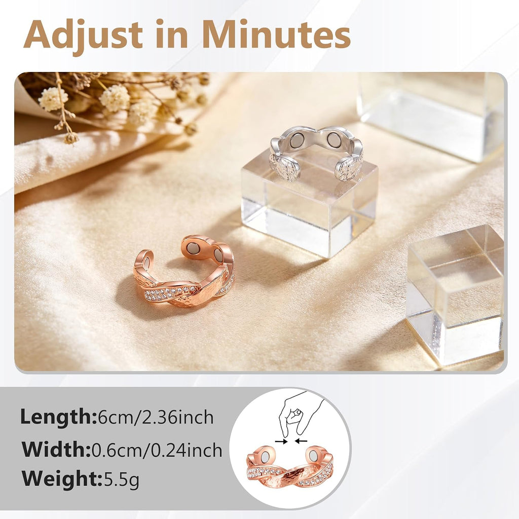 2PCS Pure Copper Magnetic Rings for Women with Magnets,Jewelry