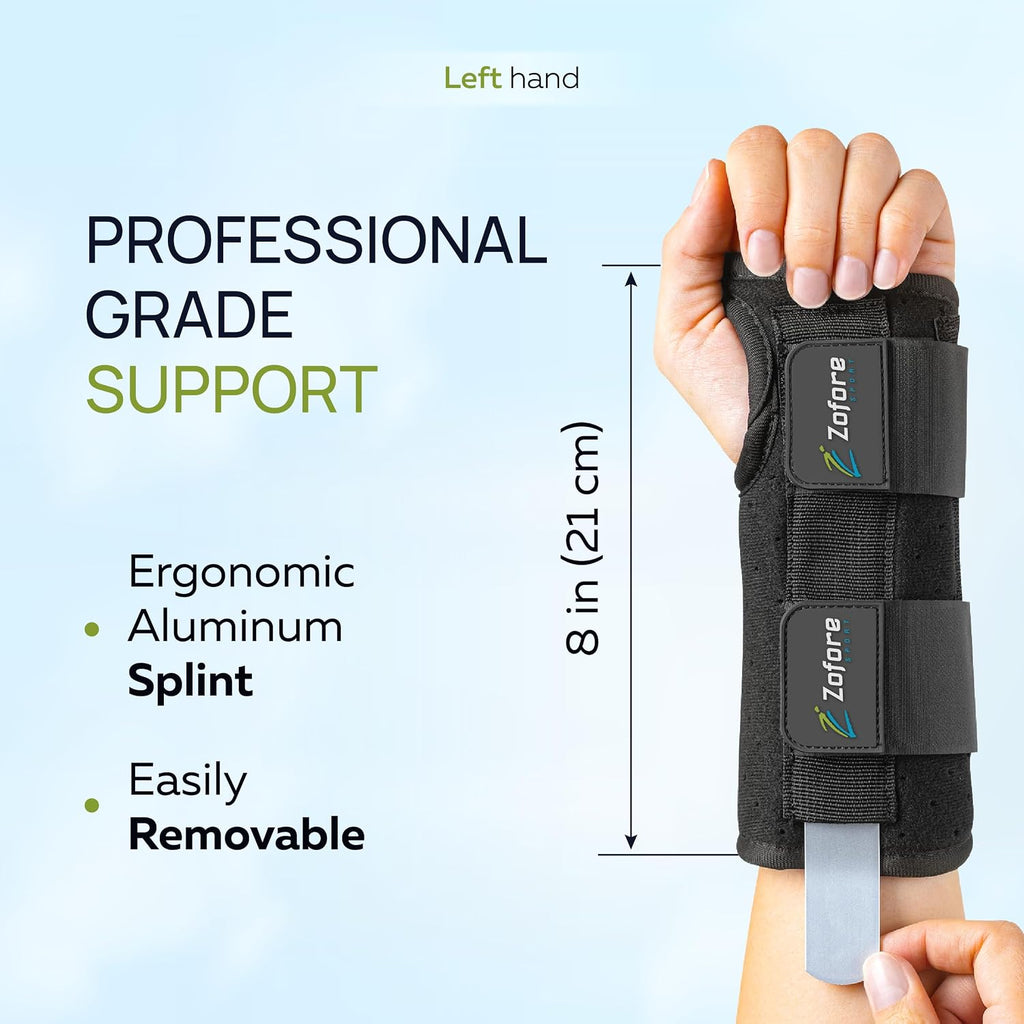 Carpal Tunnel Wrist Brace Support with 2 Straps and Metal Splint Stabilizer - Helps Relieve Tendinitis Arthritis Carpal Tunnel Pain - Reduces Recovery Time for Men Women - Left (S/M)