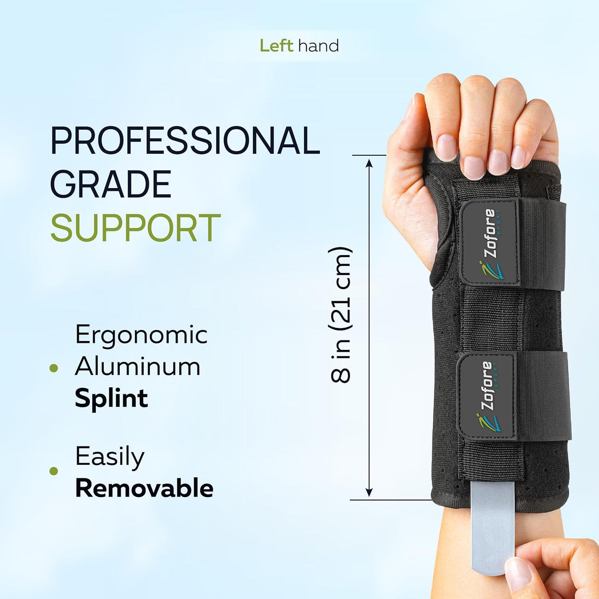 Carpal Tunnel Wrist Brace Support with 2 Straps and Metal Splint Stabilizer - Helps Relieve Tendinitis Arthritis Carpal Tunnel Pain - Reduces Recovery Time for Men Women - Left (S/M)