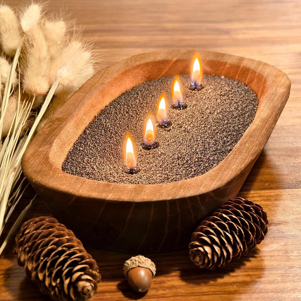 Fovara - Pearled Sand Candles with Wicks, 3.3 lbs - Sand Wax Candle Kit: Wooden Dough Bowl,50 Wicks, Jasmine & Lavender Scented Oil - Long-Lasting Candle Beads, Non-Toxic, Reusable Candles - Black