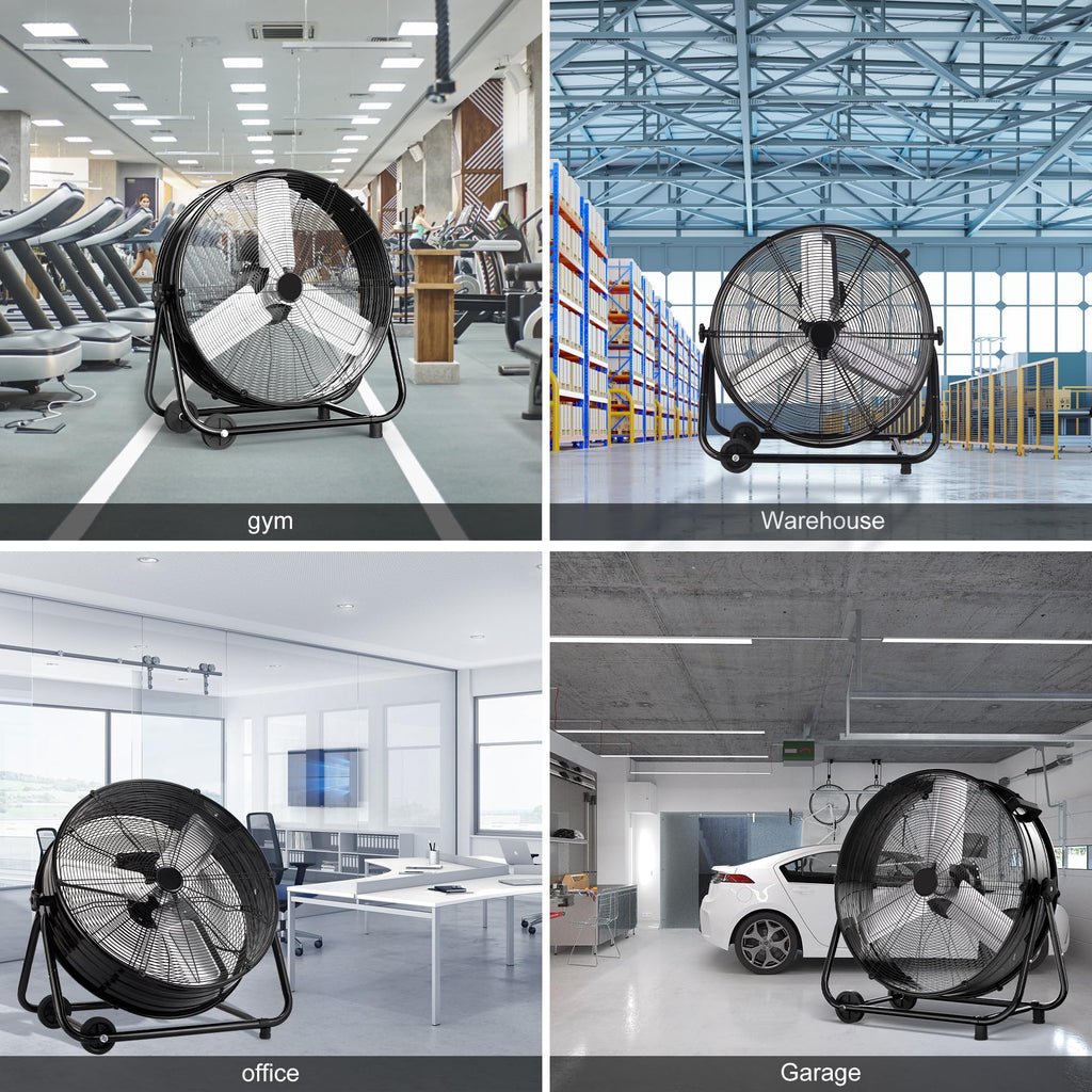 AKIRES 40 Inch Industrial Drum Fan,24800 CFM High Velocity Floor Fan With 360°Adjustable Tilt,Heavy Duty Metal Fan with 1200 Sq.ft,3 Speed,Electric Fan For Commercial,Factory,Basement(Black)