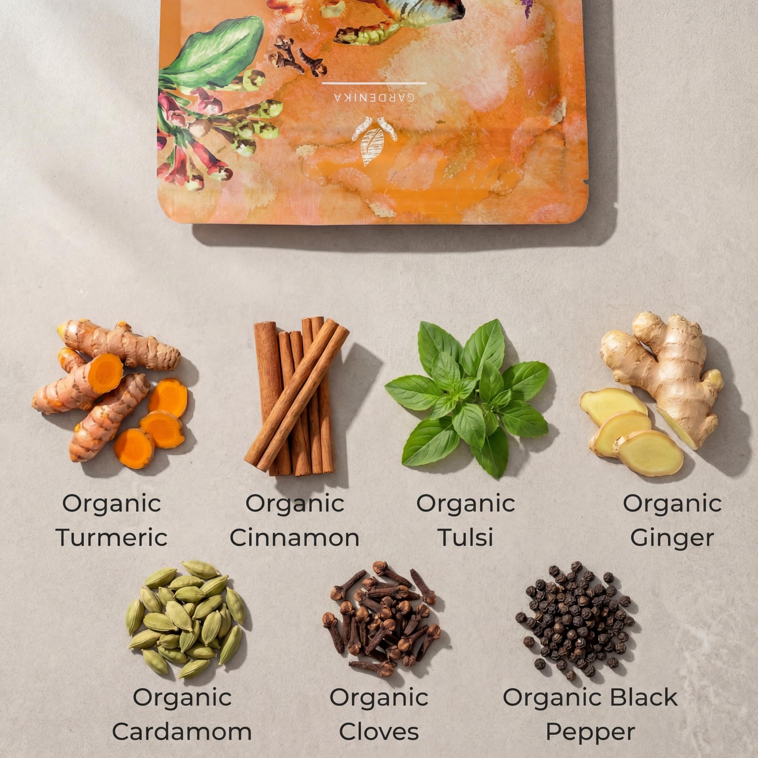 Organic Turmeric Ginger Tulsi Chai Tea | Loose Leaf | Ayurvedic Superfood Blend | Herbal and Caffeine-Free | 55+ Cups | KSA Kosher | 4 oz