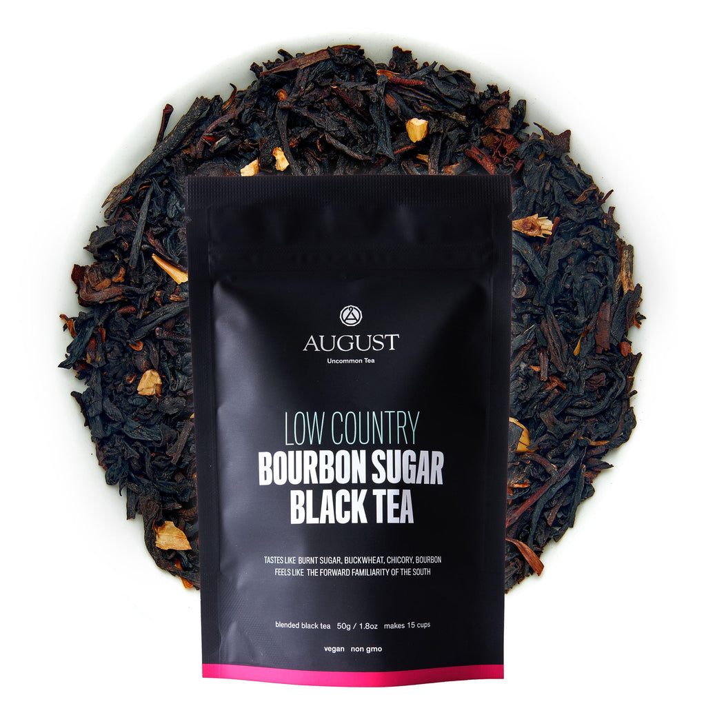August Uncommon Low Country Bourbon Sugar Black Tea – Vegan, Non-GMO Loose Tea Leaves – Wild Flavor – 1.75oz Resealable Pouch