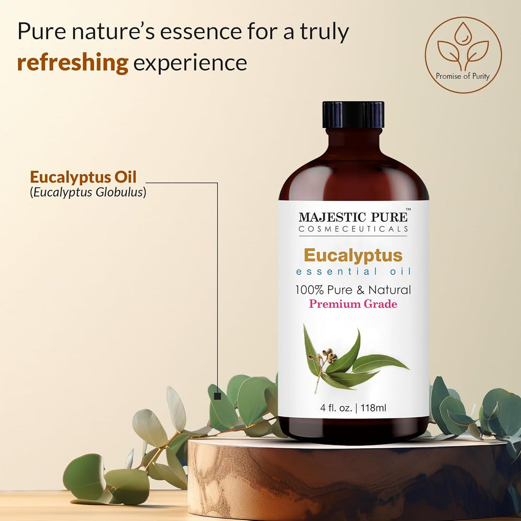 Essential Oil with Glass Dropper - 100% Pure and Natural - Essential Oils for Diffuser, Aromatherapy, Soap and Candle Making, Eucalyptus Essential Oil, Eucalyptus Oil, 4 Fl Oz