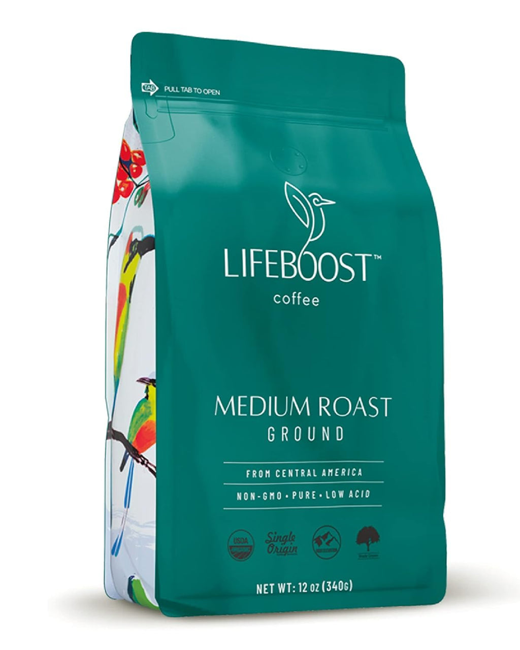 Coffee Ground Medium Roast Coffee - Low Acid Single Origin USDA Organic Coffee - Non-Gmo Ground Coffee Third Party Tested for Mycotoxins & Pesticides - 12 Ounces