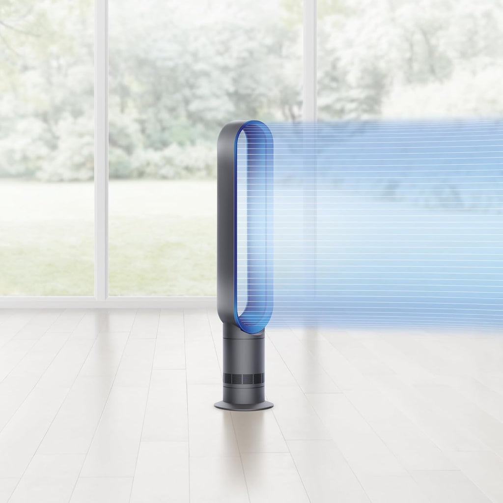 Dyson Cool AM07 Air Multiplier Bladeless Tower Fan, 70° Oscillation, 10 Levels (Iron/Blue)