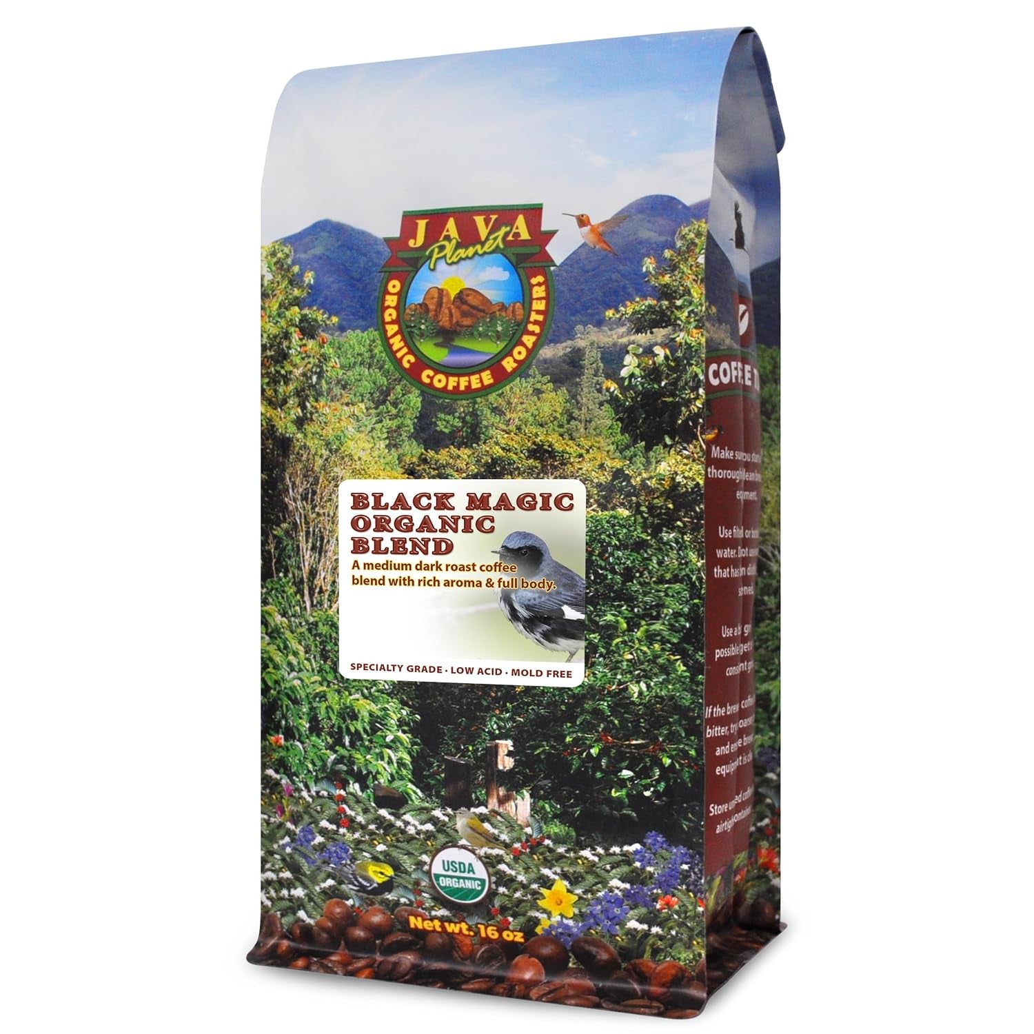Low Acid Organic Coffee – Whole Bean, Mold-Free & Stomach Friendly by , Black Magic Blend Coffee, Medium Dark Roast, Smooth Full Flavored, 1LB Bag