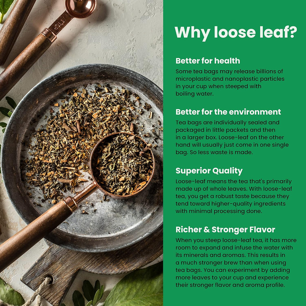 Organic Green Loose Leaf Tea with Tulsi, Cloves and Cinnamon – Kosher, No Natural or Artificial Flavors – 4 Oz