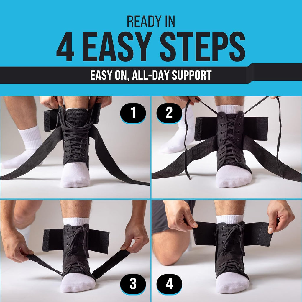 Reinforced Lace up Ankle Brace for Men & Women, Sprained Ankle Support Wrap
