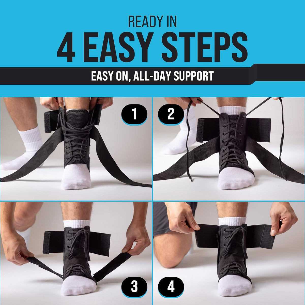 Reinforced Lace up Ankle Brace for Men & Women, Sprained Ankle Support Wrap