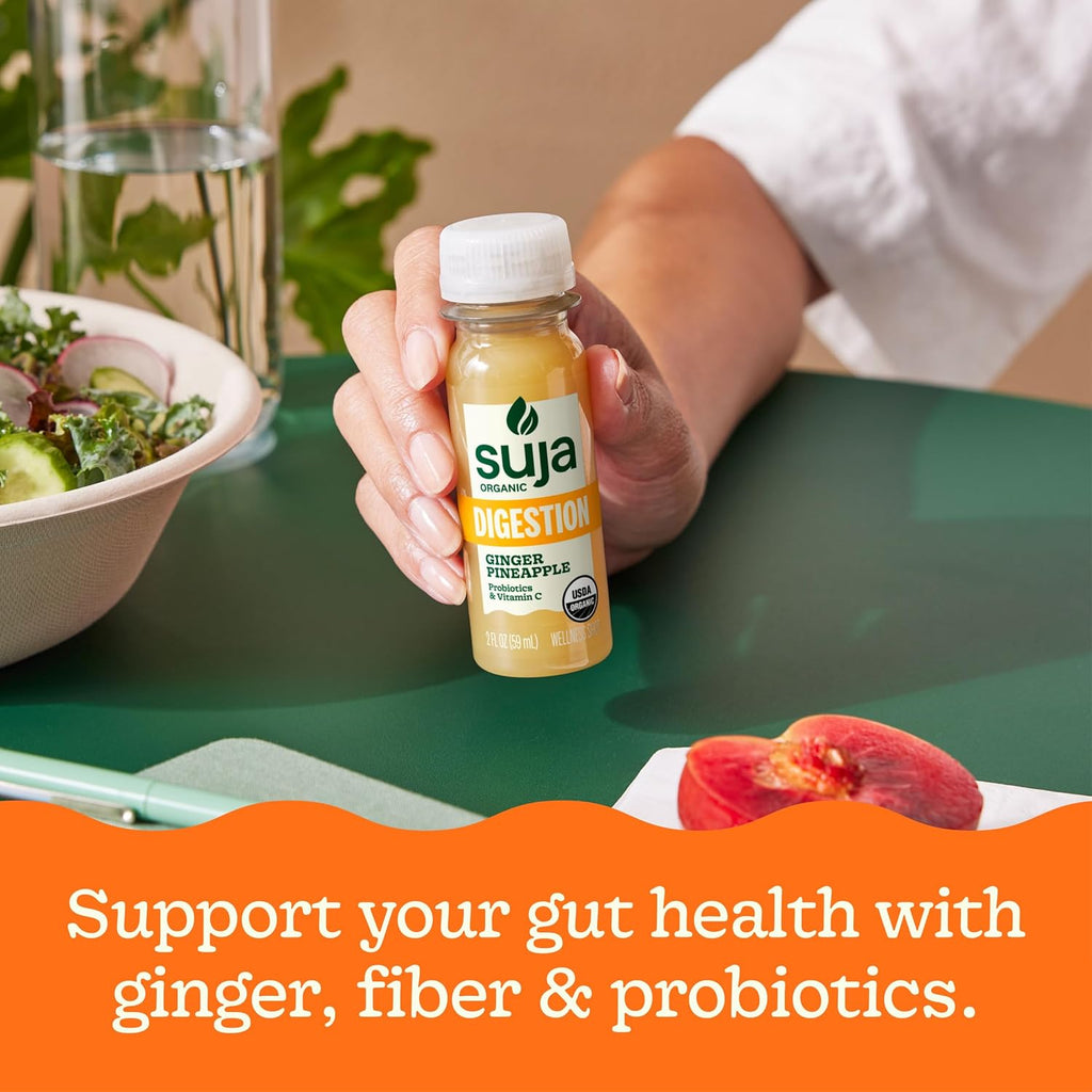 Organic Digestion Shot with Ginger, Apple Cider Vinegar and Ginseng, Immunity Support, Functional Shot, Cold-Pressed Juice with Live Probiotics, Plant-Based & Gluten-Free (2 Fl Oz)