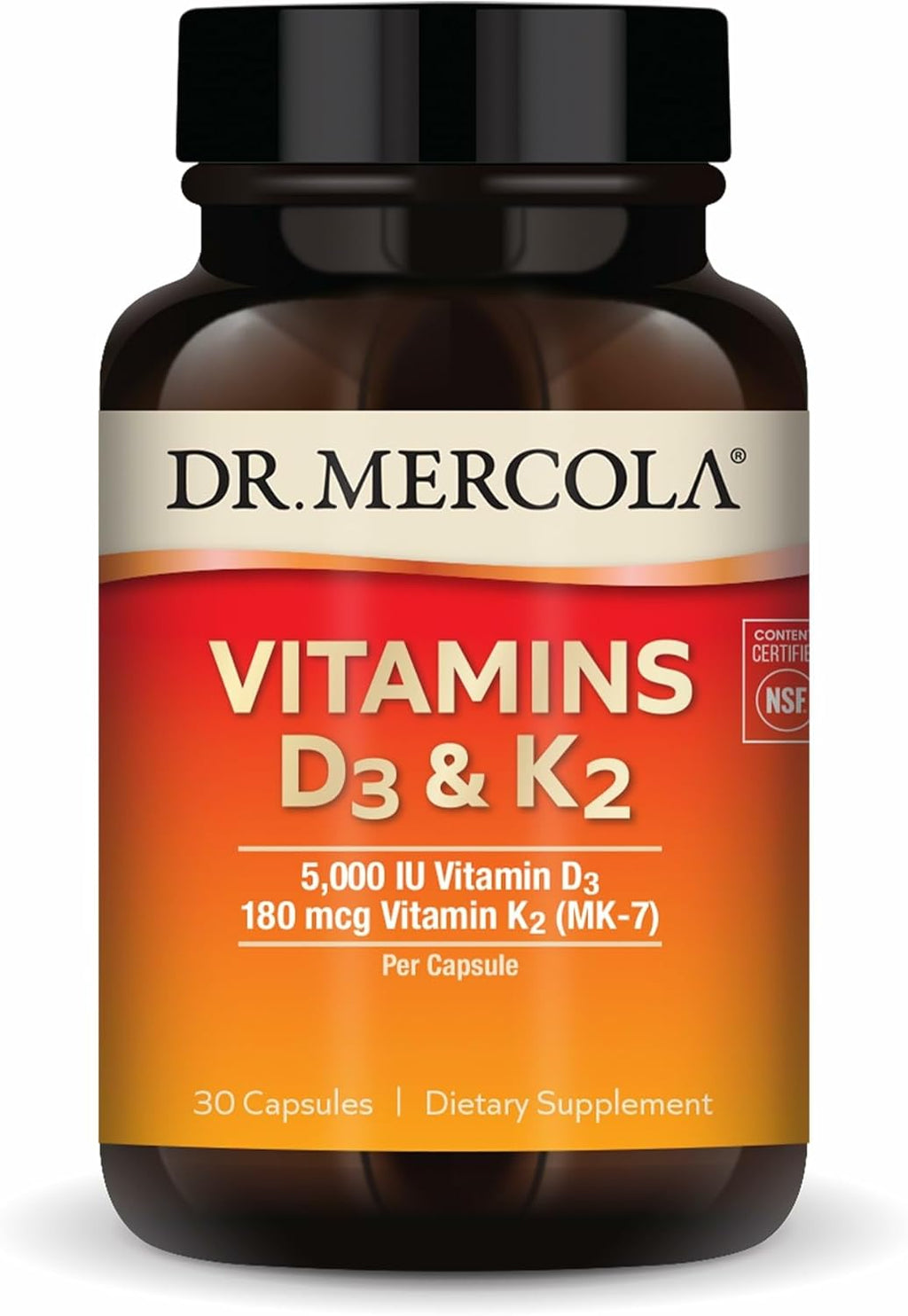 Vitamins D3 & K2 - Supports Immune, Brain, Cardiovascular, Respiratory & Bone Health - Gmo-Free, Gluten-Free & Soy-Free - 30 Capsules (30 Servings)