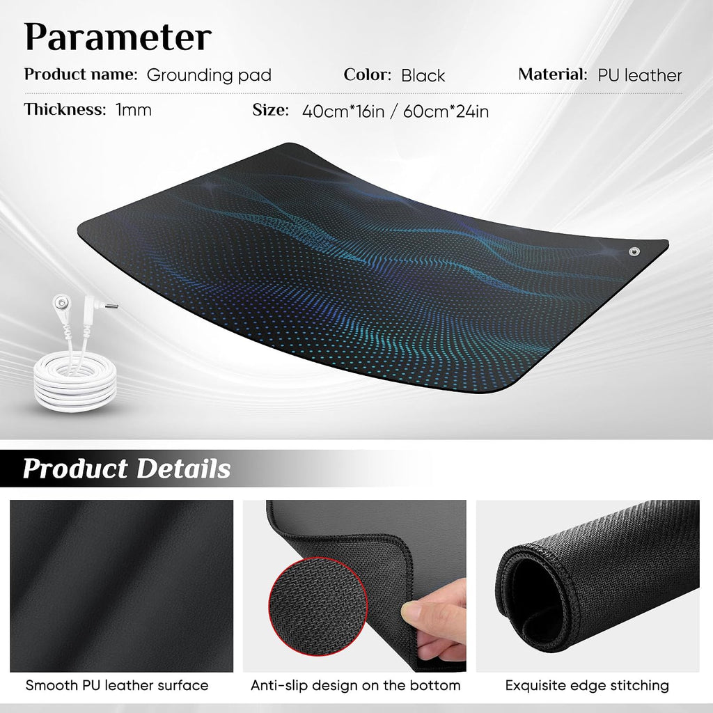 Grounding Mat for Bed, Enjoy the Grounding Effect Indoors, for Better Sleep, Pain and Stress Relief, PU Grounding Mat Set Comes with Grounding Cord and Test Pen