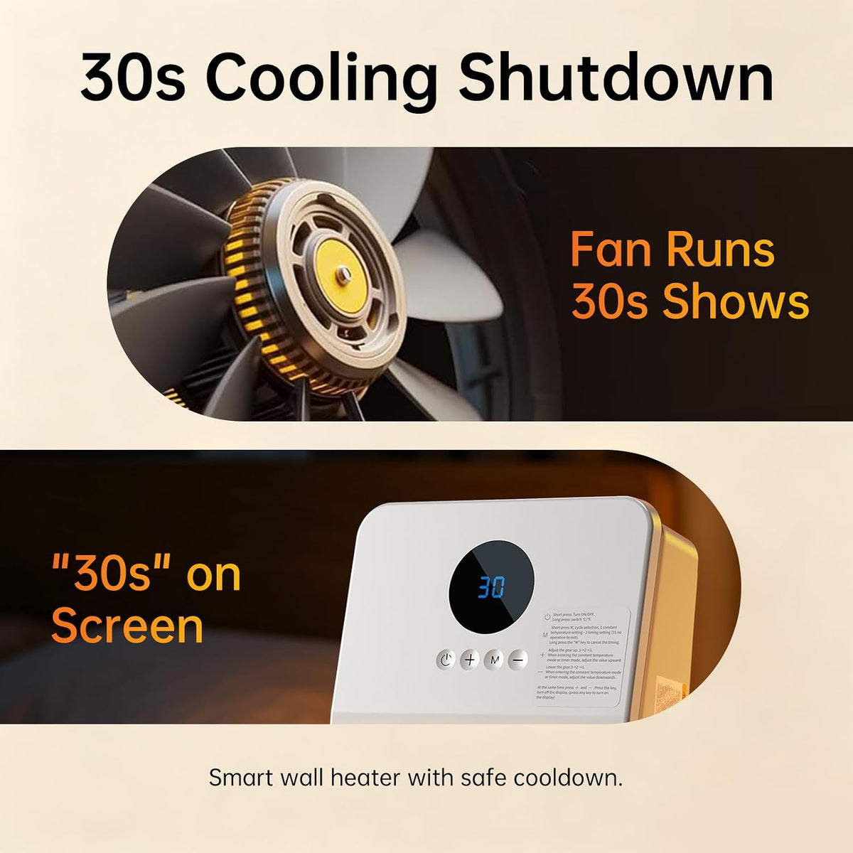 Wall Heater for Indoor Use, 1500W PTC Ceramic Space Heater, Remote