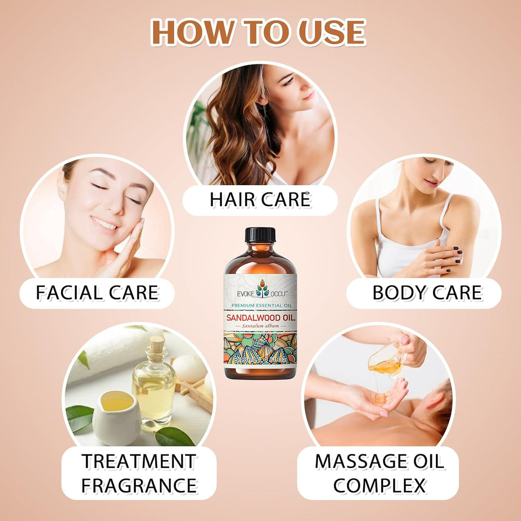 Sandalwood Essential Oils for Skin Care, Diffuser, Perfume, Candle and Soap Making - 4 FL Oz
