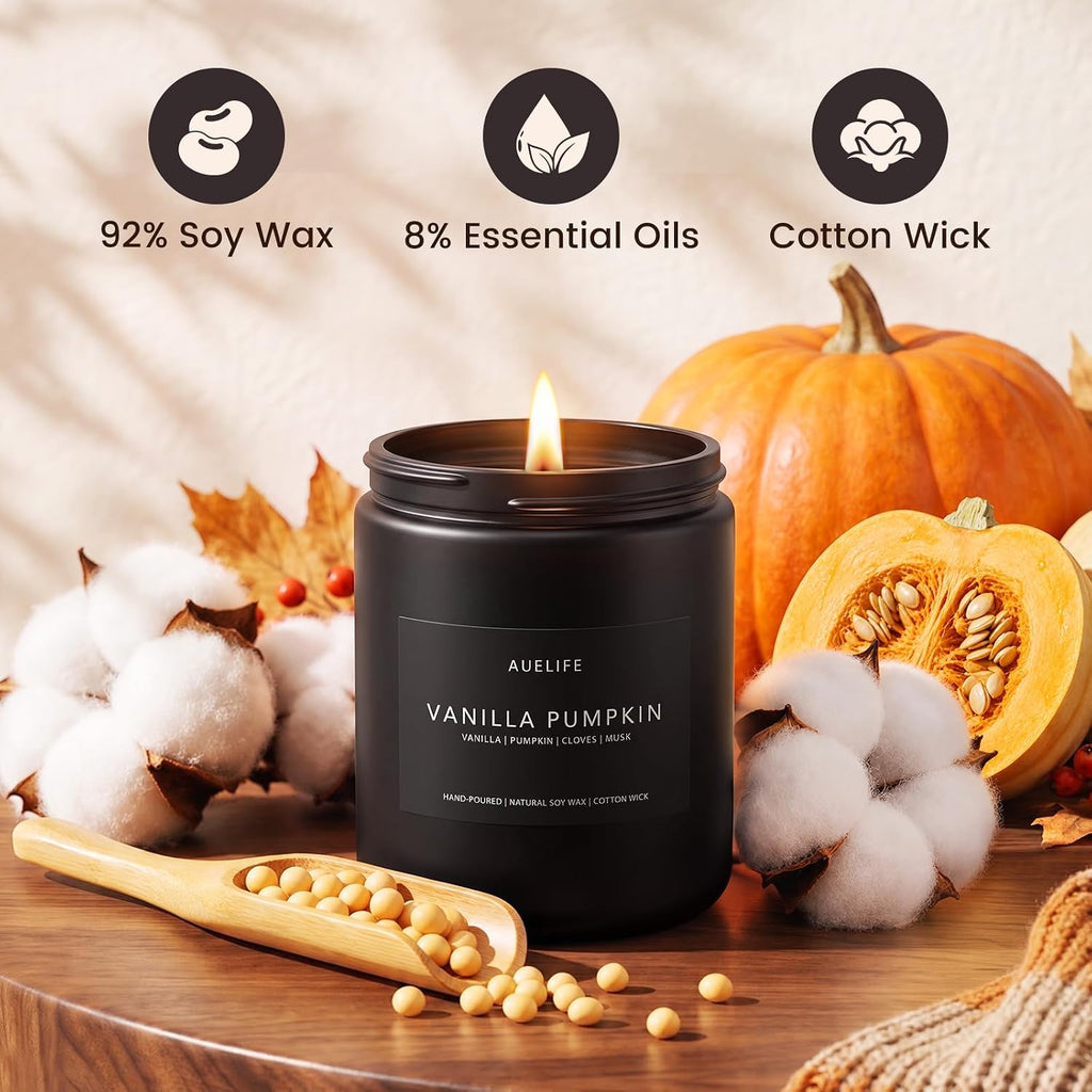 Fall Candle, Vanilla Pumpkin Scented for Home, Soy Wax