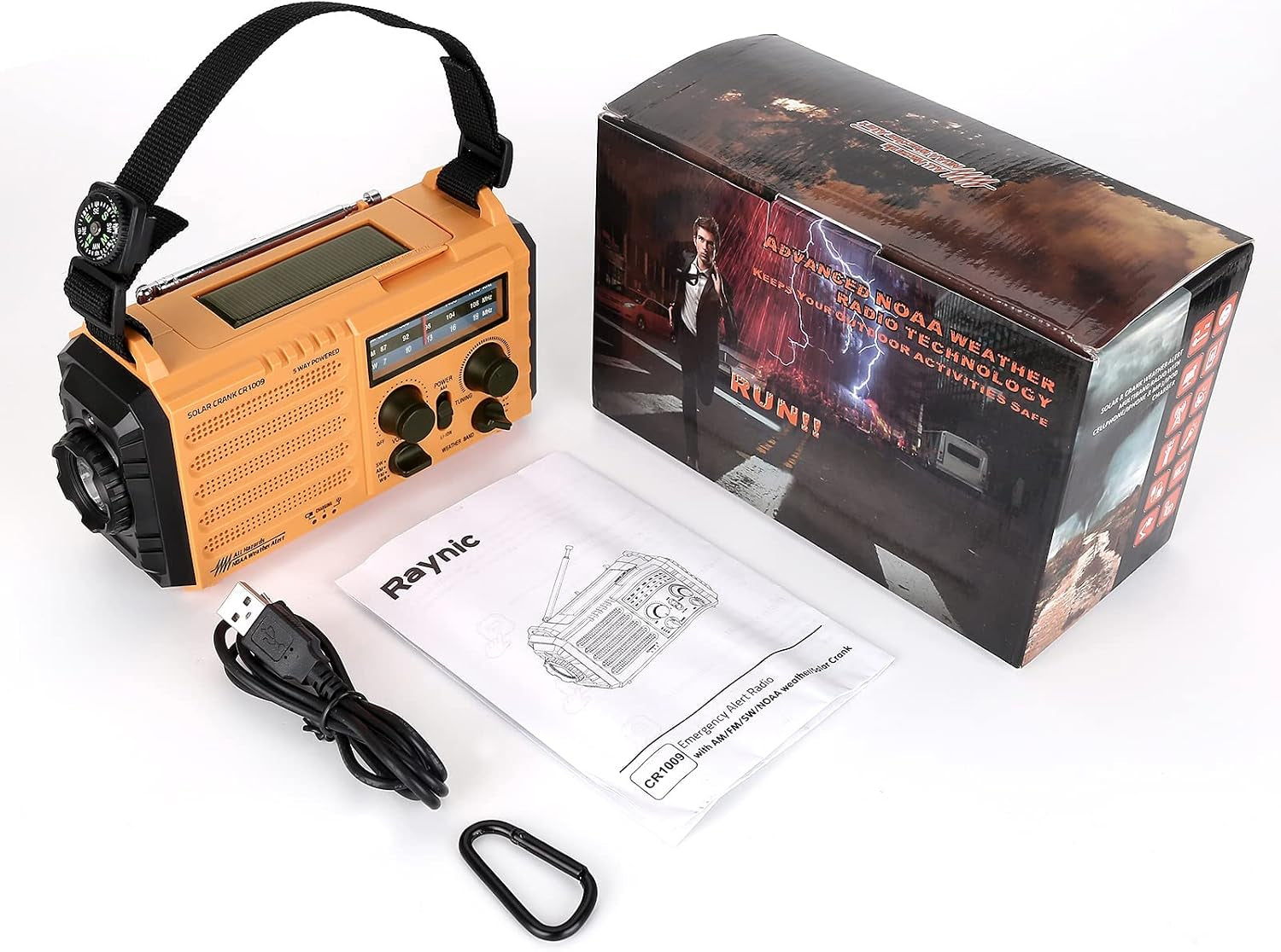 Weather Radio, 5000Mah/18500Mwh NOAA Weather Radio, Solar Hand Crank Emergency Radio with AM/FM/SW/NOAA Weather Alert, Flashlight, Reading Lamp, Cell Phone Charger and SOS Siren