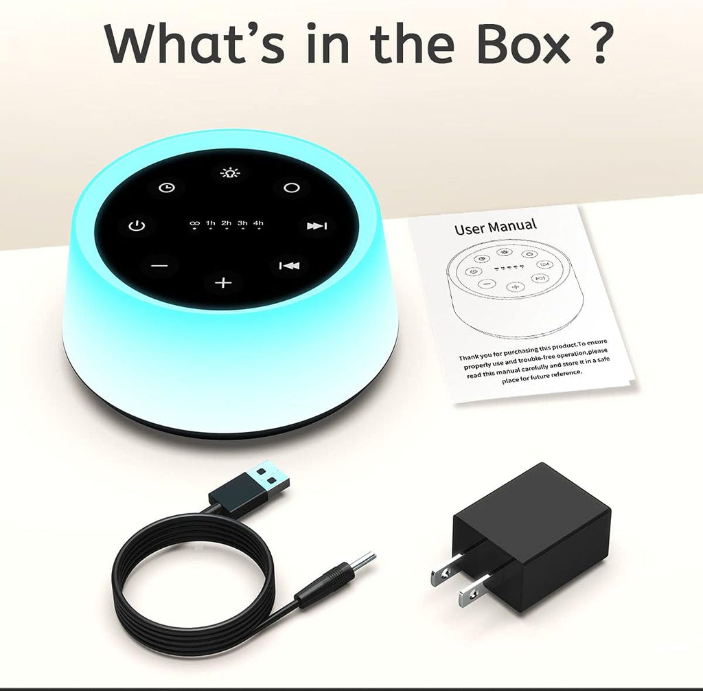 Sound Machine and White Noise Machine with 30 Soothing Sounds 12 Colors for Kids Adult Baby Night Light with Memory Function for Home Office (Black)