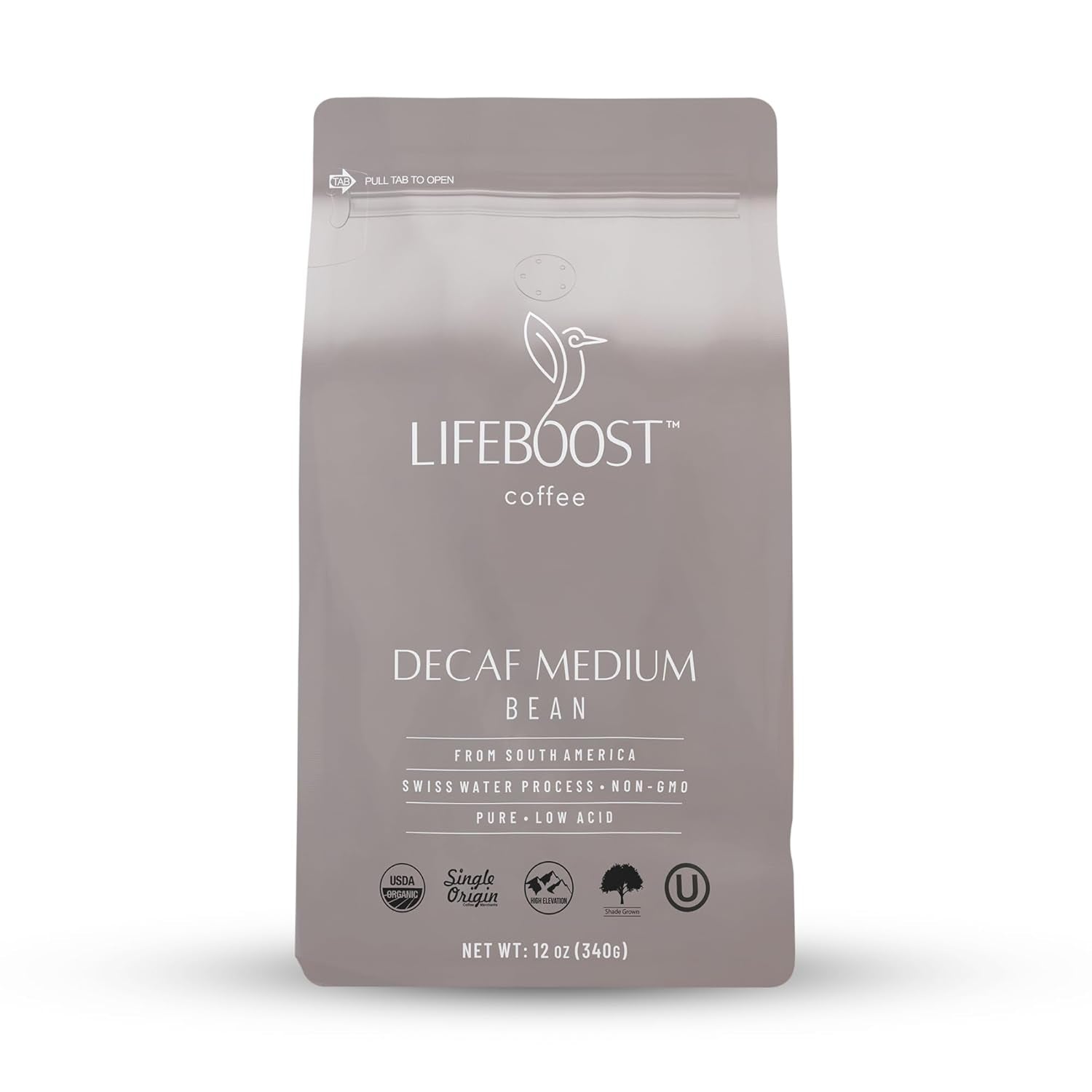 Medium Roast Swiss Water Decaf Whole Bean Coffee - Low Acid Organic Decaf Coffee, Non-Gmo, USDA Organic, Single Origin, Third-Party Tested for Mycotoxins & Pesticides - 12 Oz Bag