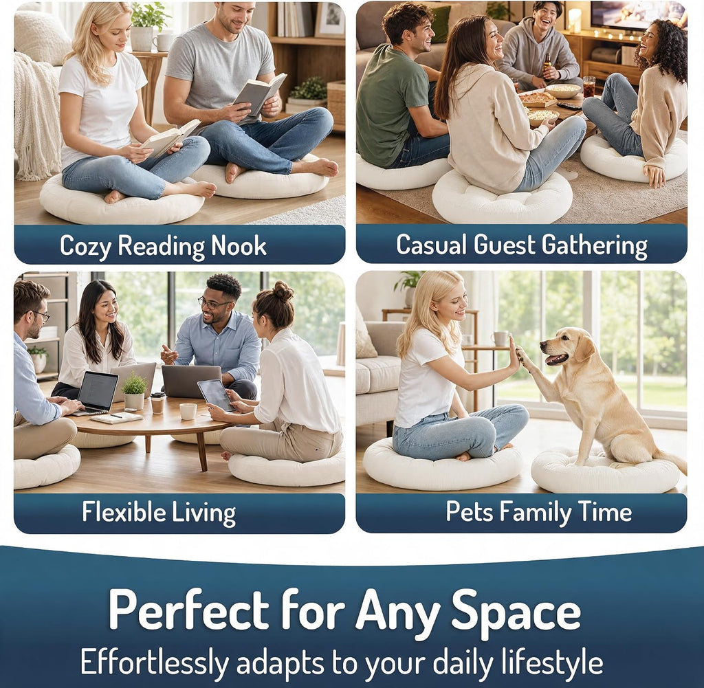Meditation Cushions Set of 2, Large Floor Pillow for Adults, 22 Inch Round