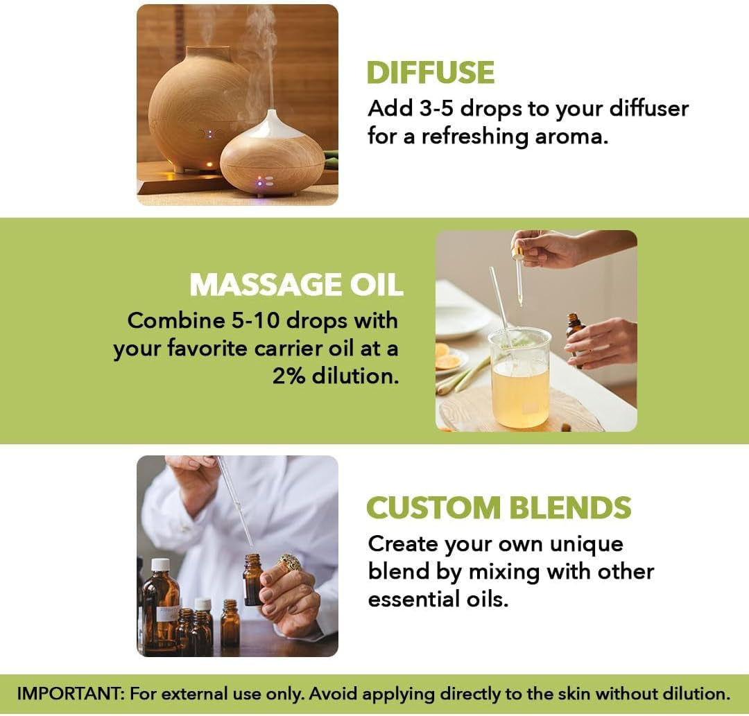 Essential Oil with Glass Dropper - 100% Pure and Natural - Essential Oils for Diffuser, Aromatherapy, Soap and Candle Making, Lemongrass Essential Oil, Lemongrass Oil, 4 Fl Oz