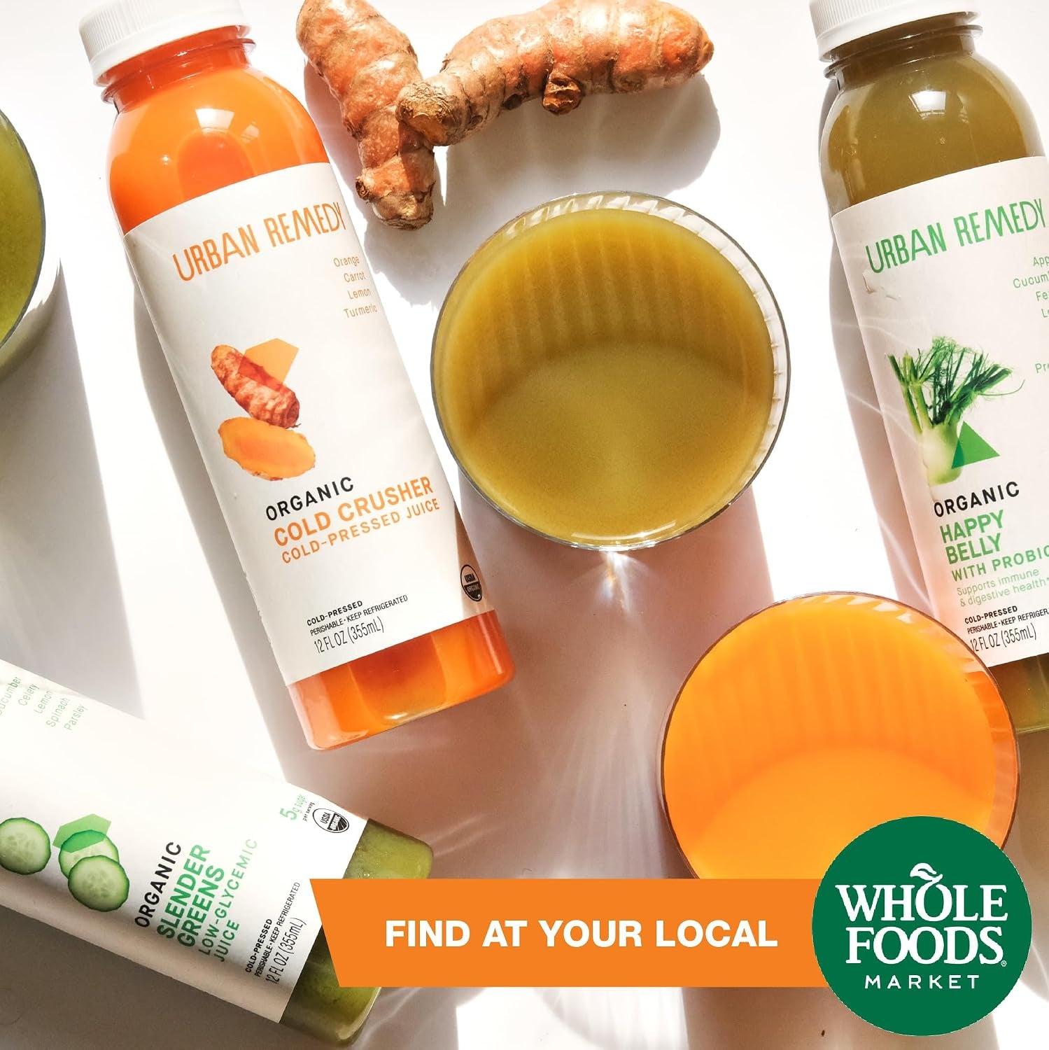 Urban Remedy Cold Crusher Organic Juice, Cold-Pressed, 12 Fl Oz, Orange, Carrot, Lemon & Turmeric Blend, Immune Support, Organic, Non-Gmo, Gluten-Free, Dairy-Free, Ready-To-Drink