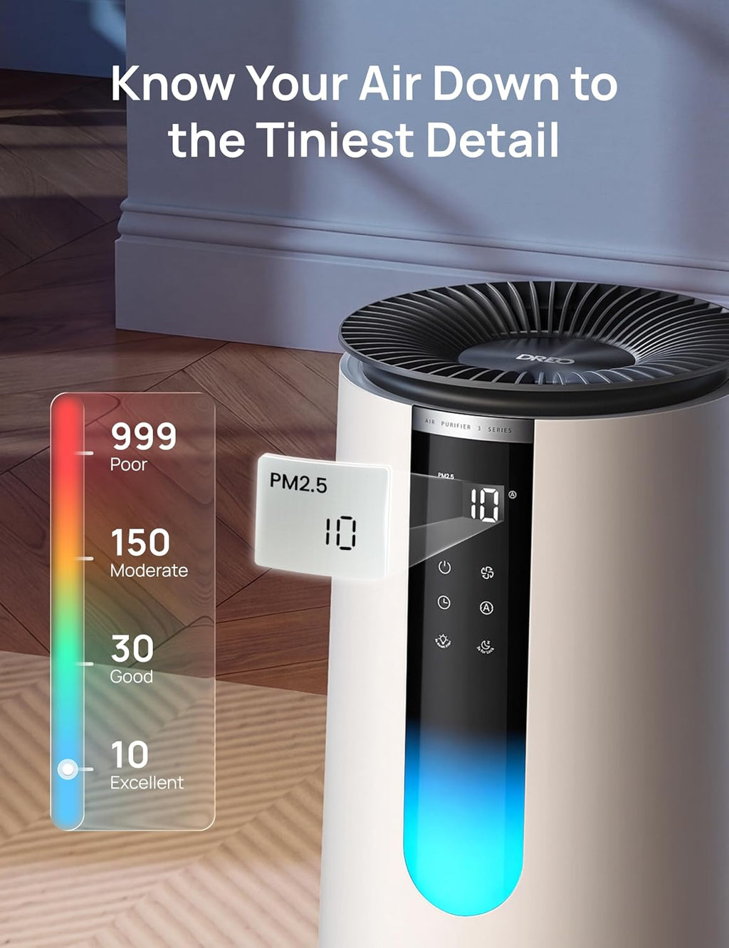 Air Purifier for Home, HEPA Sleep Mode, AHAM VERIFIDE Air Purifiers for Bedroom, Pets, Smoke, Dust, Pollen & Odors, PM2.5 Monitor, Auto & Turbo Mode, 4 Speeds, Scent Diffuser, Dr-Hap008( 338)