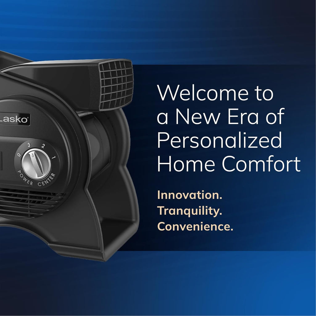 Lasko High Velocity Portable Utility Fan - Adjustable Air Mover Blower Fan for Bedroom, Office Desk, Garage, and Home - with 2 Outlets 120V - 3 Speeds - U12104 - 12" Tall - Black