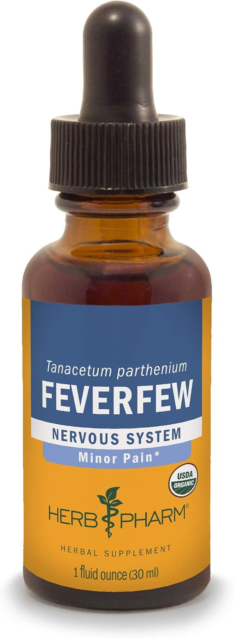 Certified Organic Feverfew Liquid Extract Drops for Minor Pain Support, 1 Oz