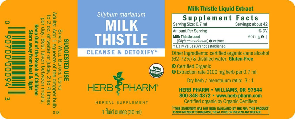 Milk Thistle Liquid Extract: Organic Silybum Marianum Extract Healthy Liver Function Support, Cleanse & Detoxify, Fast-Absorbing Milk Thistle Herbal Supplement, up to ~3 Week Supply, 1 Oz*