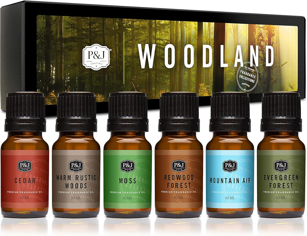 - Woodland Set of Scented Oils - Cedar, Warm Rustic Woods, Moss, Redwood Forest, Mountain Air, Evergreen Forest Fragrance Oils for Candle Making, Soap Making, Diffuser Oils