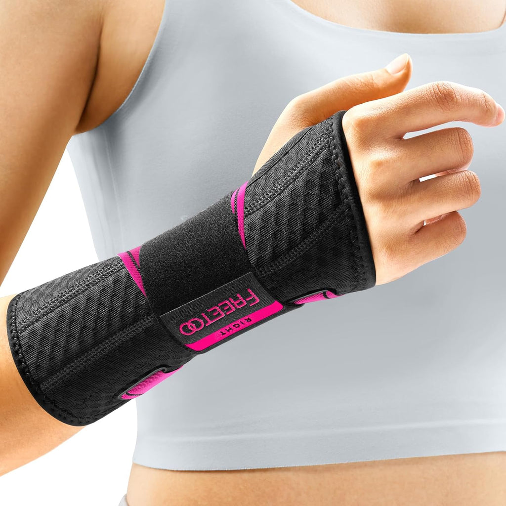 Carpal Tunnel Wrist Brace Night Support.Pink,Right Hand,S/M