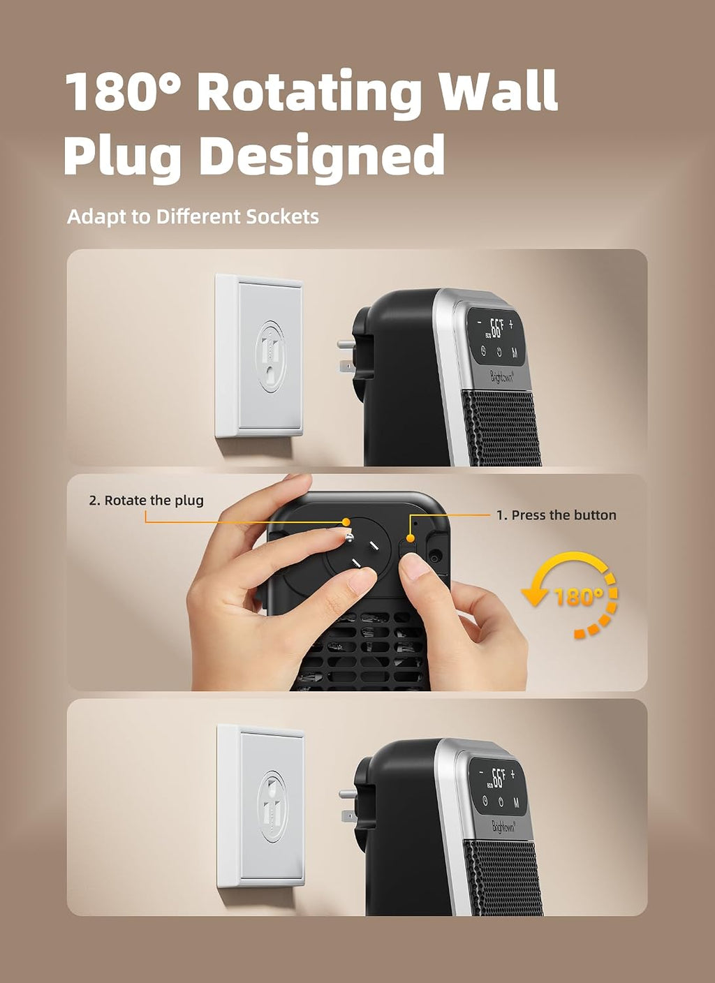 Plug in Heater with Remote, 800W Small Wall Outlet Heater