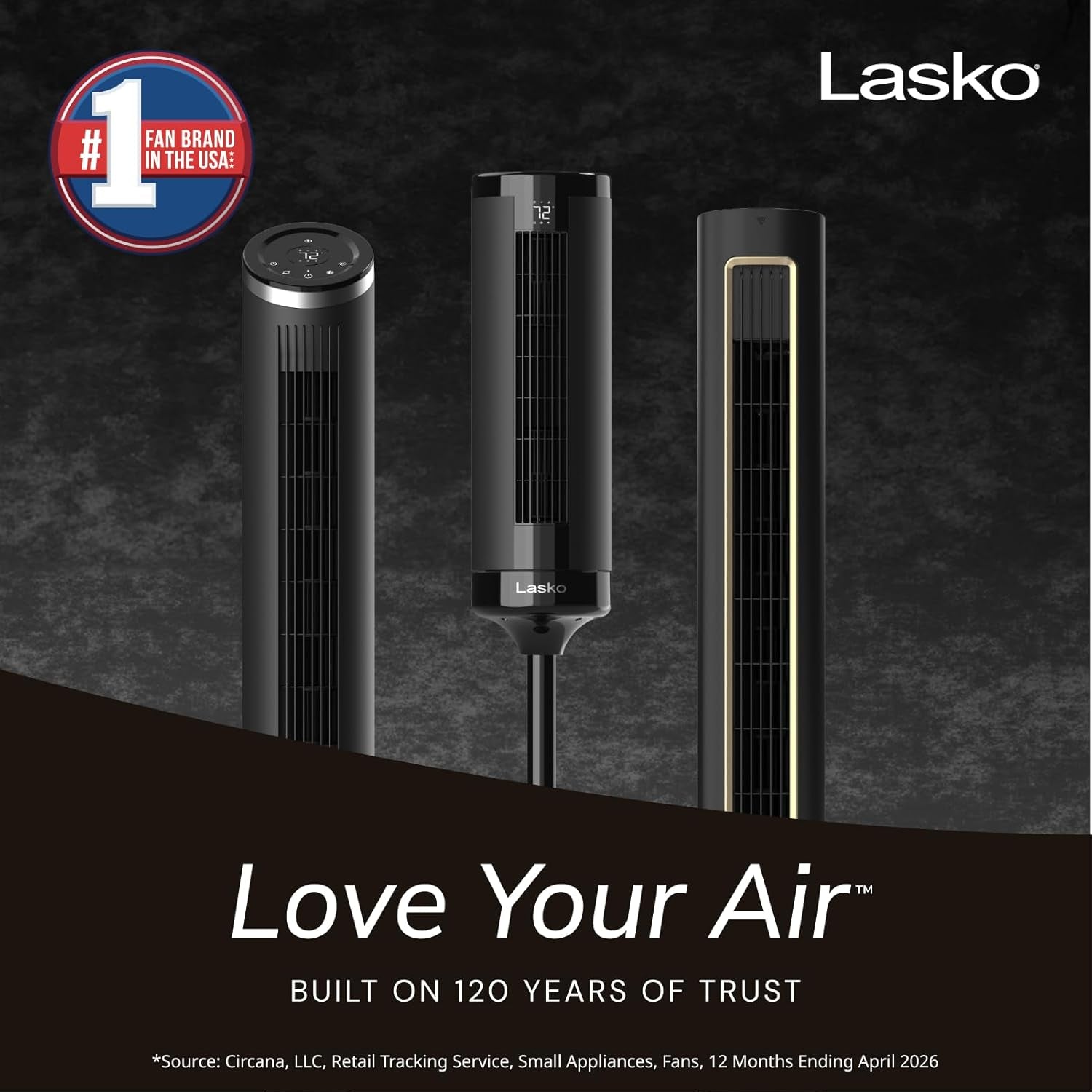Lasko Elevation Tower Fan for Bedroom, Office, and Living Room - 42”-54” Adjustable Height Cooling with 31 Ft/S Airflow and 90° Oscillation- Quiet 28 Db Operation - Remote Control - Black