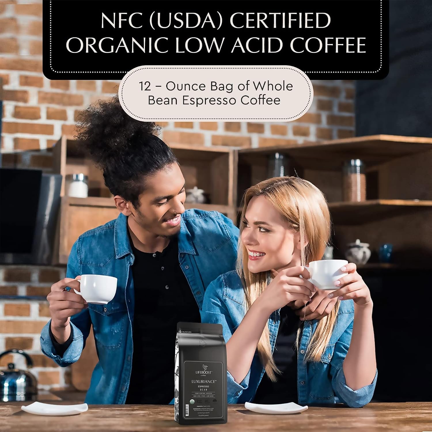 Organic Espresso Whole Bean Coffee - Low Acid Espresso Coffee, Non-Gmo, USDA Organic, Single Origin, Third-Party Tested for Mycotoxins & Pesticides - 12 Oz Bag