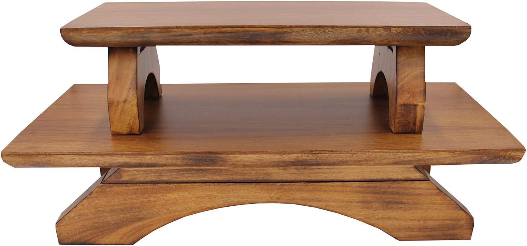 Premium Solid Wood Hand Carved Personal Shrine Altar Meditation Table Multi Levels (9" High)
