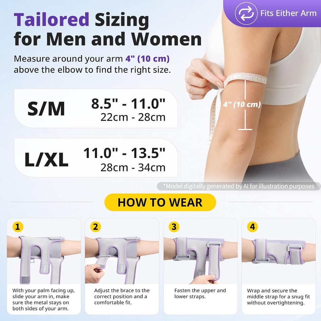Elbow Brace Support for Sleeping, Removable Metal Stabilizers