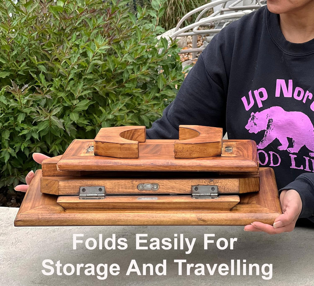 Premium Solid Wood Hand Carved Personal Shrine Altar Meditation Table Multi Levels (9" High)